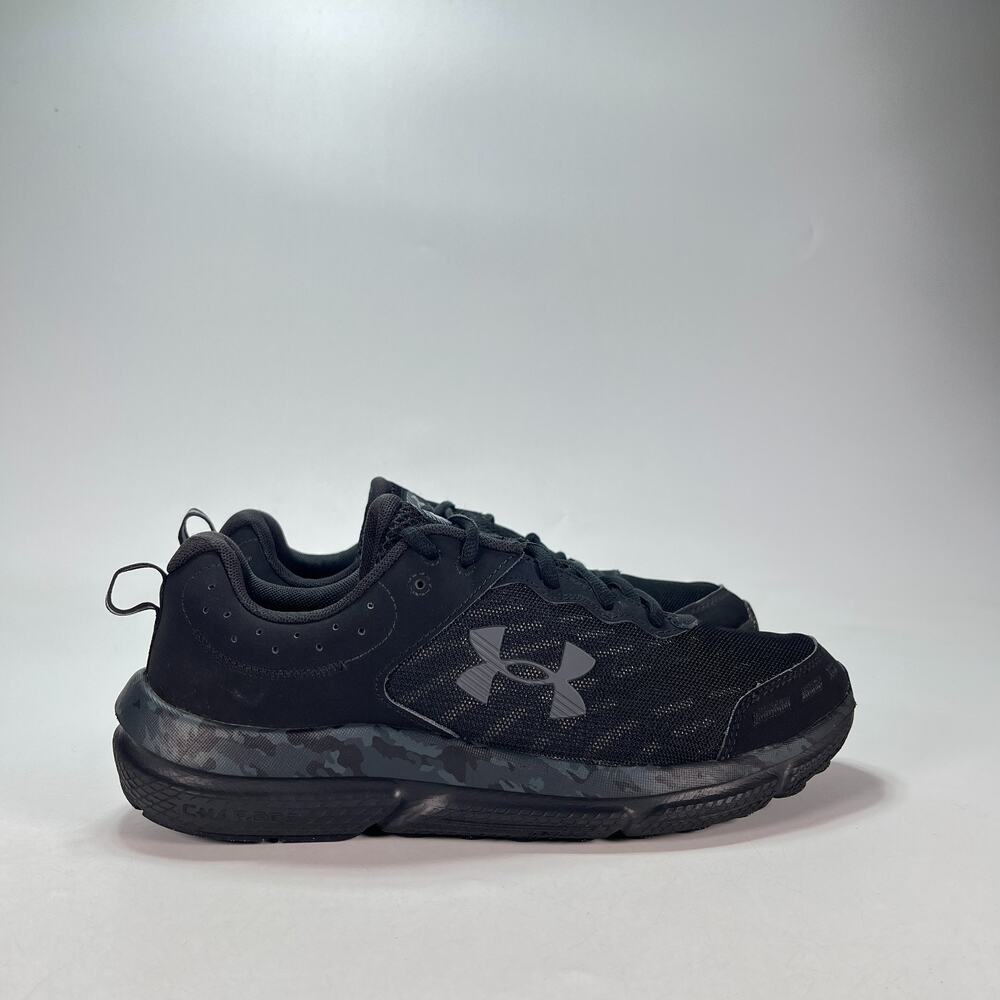 Under Armour Charged Assert 10 Black Pitch Grey Camo Running Shoes Men's Size 9